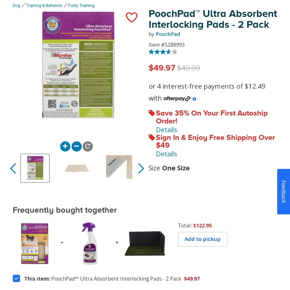 NWT: POOCHPAD, REUSABLE/WASHABLE ULTRA ABSORBENT LEAKPROOF POTTY PAD SYSTEM.